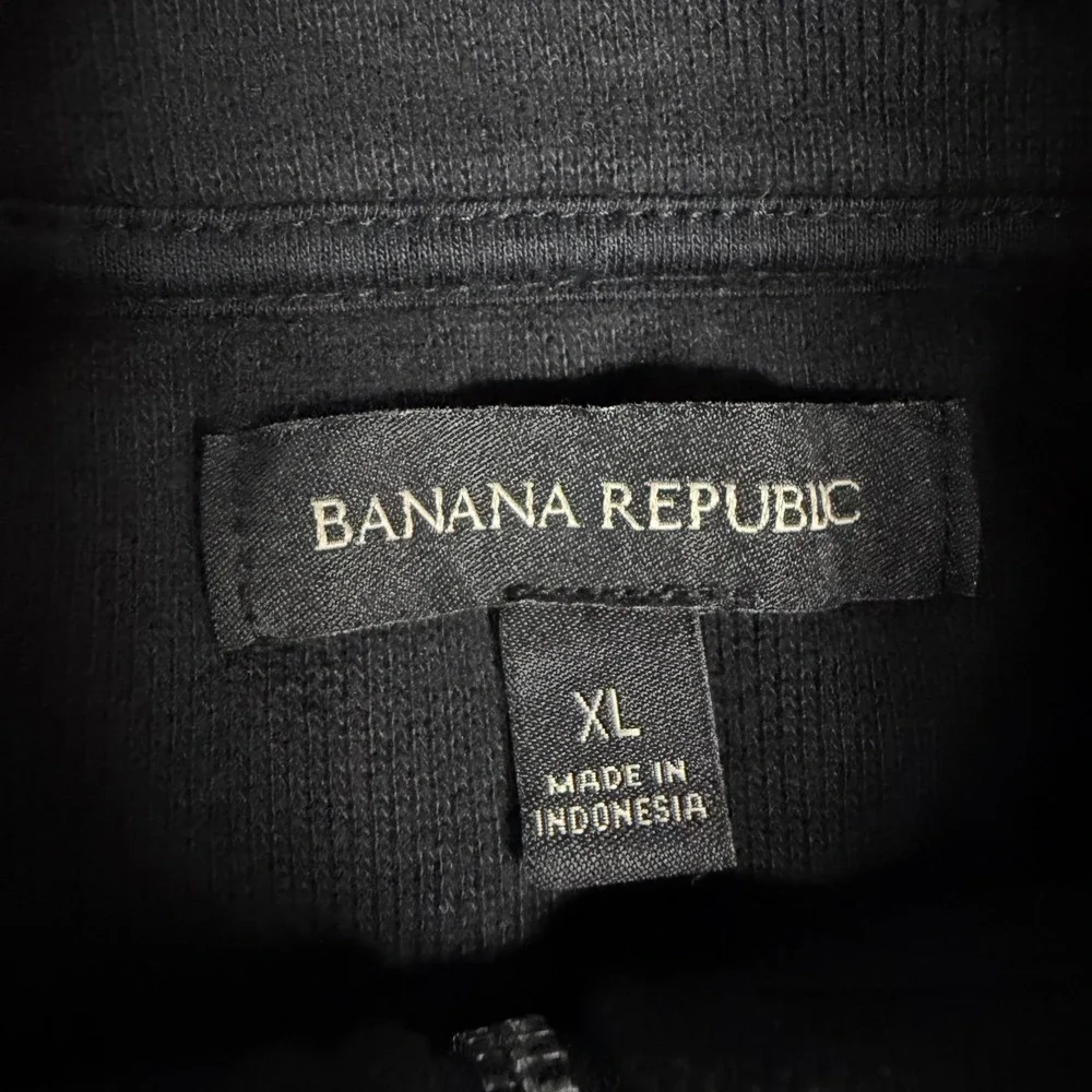 Banana Republic Mens XL Black Quarter Zip Pullover Cotton Blend Sweatshirt 6575